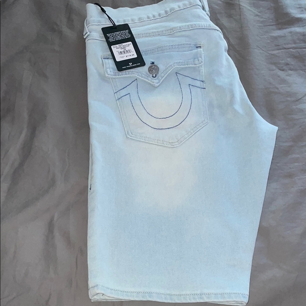 True Religion Light Wash Denim with Blue Stitching